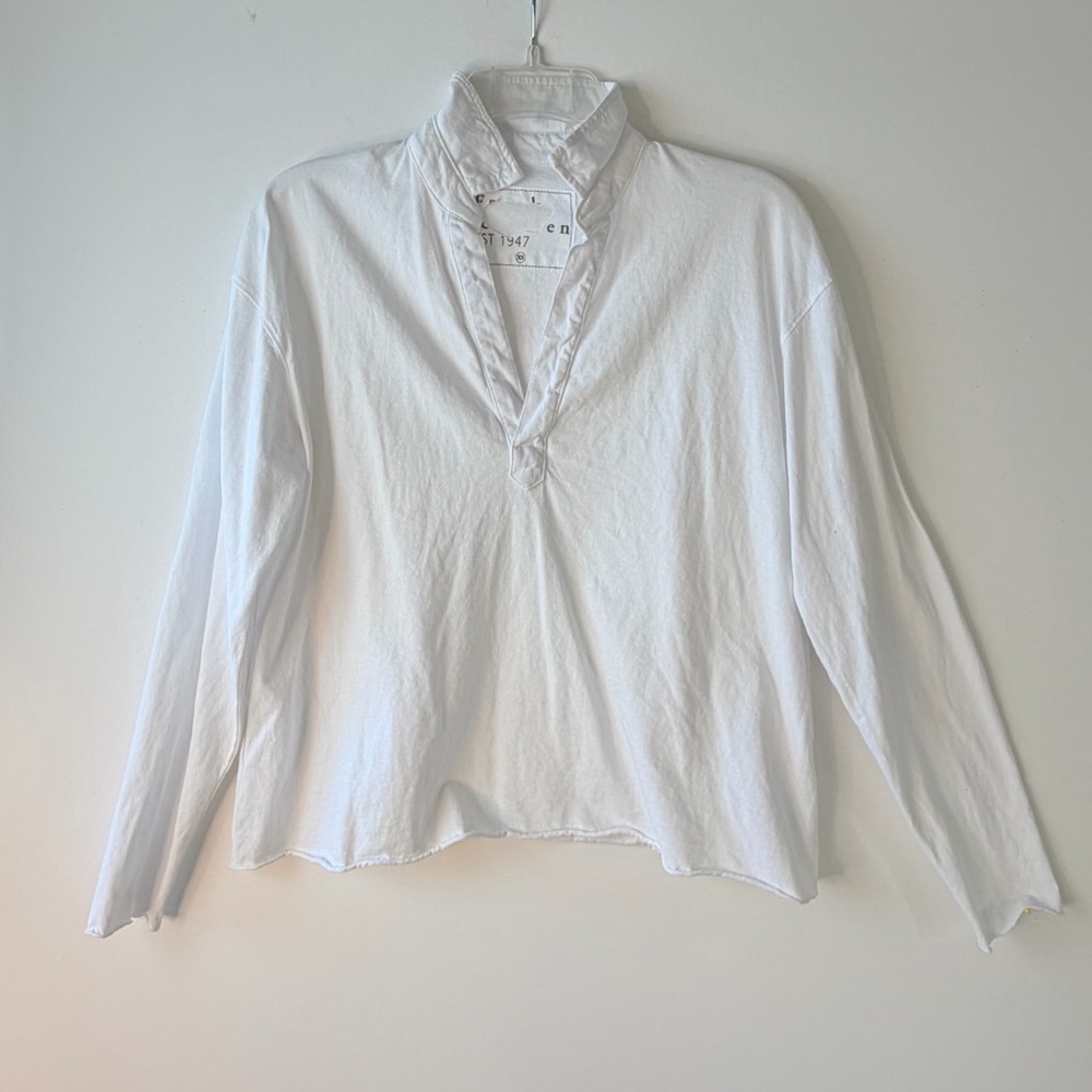 NWOT FRANK & EILEEN Classic White Patrick Popover Henley Tee Shirt Size XS $168